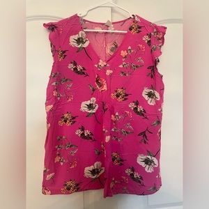 Pink floral maternity blouse